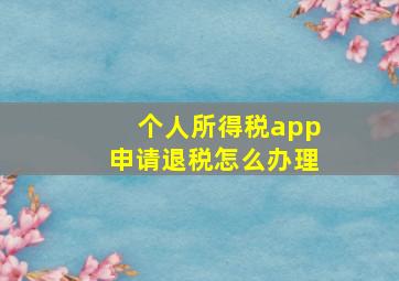 个人所得税app申请退税怎么办理