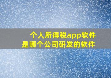 个人所得税app软件是哪个公司研发的软件