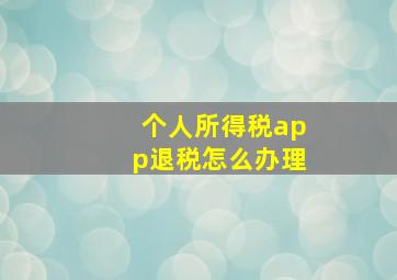 个人所得税app退税怎么办理