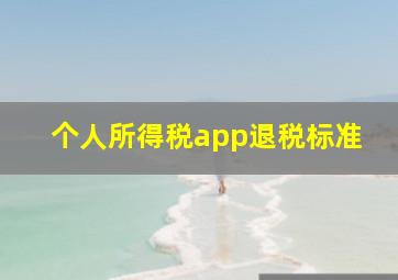 个人所得税app退税标准