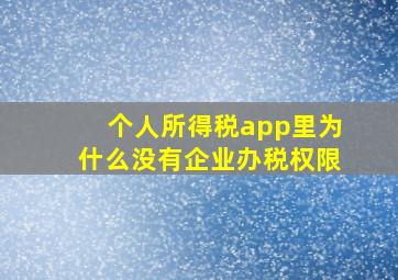 个人所得税app里为什么没有企业办税权限