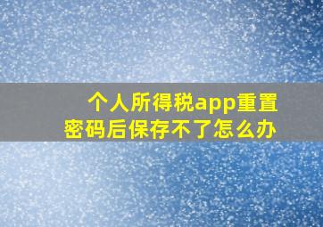 个人所得税app重置密码后保存不了怎么办