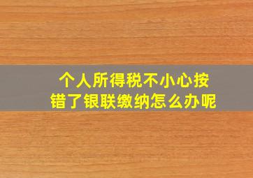 个人所得税不小心按错了银联缴纳怎么办呢