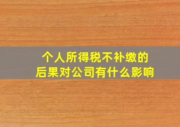 个人所得税不补缴的后果对公司有什么影响