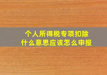 个人所得税专项扣除什么意思应该怎么申报