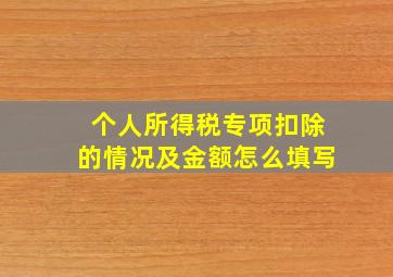 个人所得税专项扣除的情况及金额怎么填写