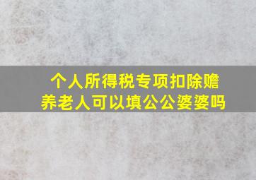 个人所得税专项扣除赡养老人可以填公公婆婆吗