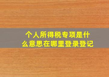 个人所得税专项是什么意思在哪里登录登记