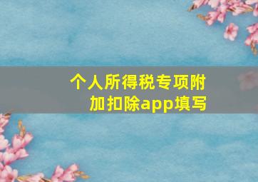 个人所得税专项附加扣除app填写