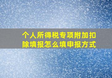 个人所得税专项附加扣除填报怎么填申报方式