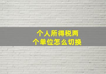 个人所得税两个单位怎么切换