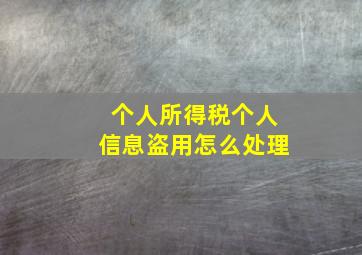 个人所得税个人信息盗用怎么处理