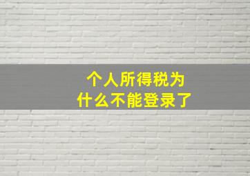 个人所得税为什么不能登录了