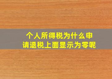 个人所得税为什么申请退税上面显示为零呢