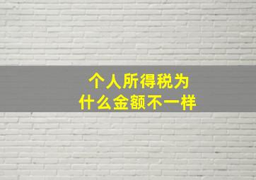 个人所得税为什么金额不一样