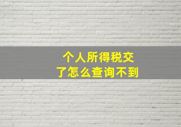 个人所得税交了怎么查询不到