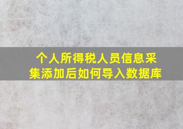 个人所得税人员信息采集添加后如何导入数据库