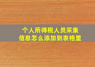 个人所得税人员采集信息怎么添加到表格里