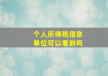 个人所得税信息单位可以看到吗