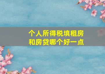 个人所得税填租房和房贷哪个好一点