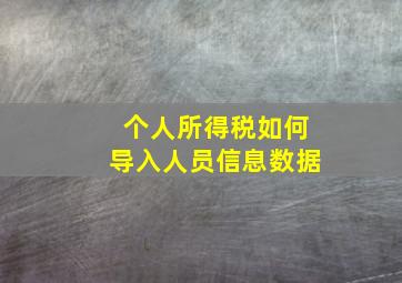 个人所得税如何导入人员信息数据