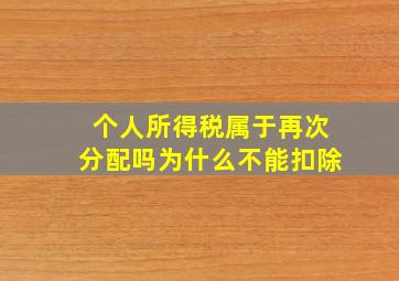 个人所得税属于再次分配吗为什么不能扣除