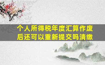 个人所得税年度汇算作废后还可以重新提交吗清缴