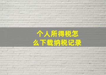 个人所得税怎么下载纳税记录