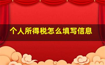 个人所得税怎么填写信息