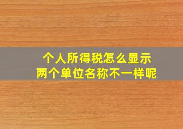 个人所得税怎么显示两个单位名称不一样呢