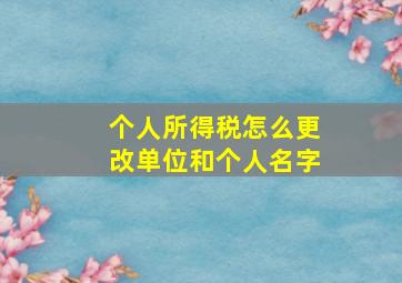 个人所得税怎么更改单位和个人名字