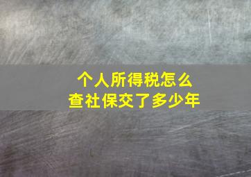 个人所得税怎么查社保交了多少年