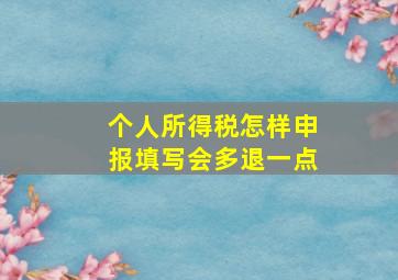 个人所得税怎样申报填写会多退一点