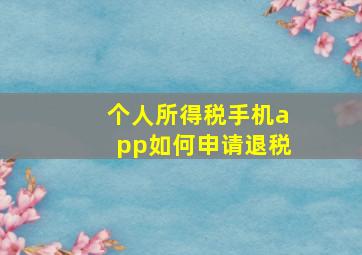 个人所得税手机app如何申请退税