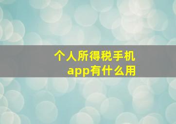 个人所得税手机app有什么用