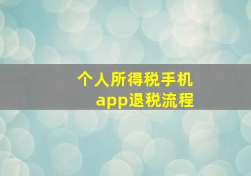 个人所得税手机app退税流程