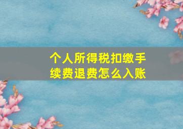 个人所得税扣缴手续费退费怎么入账