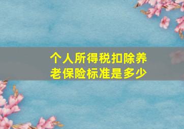 个人所得税扣除养老保险标准是多少