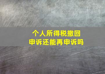 个人所得税撤回申诉还能再申诉吗