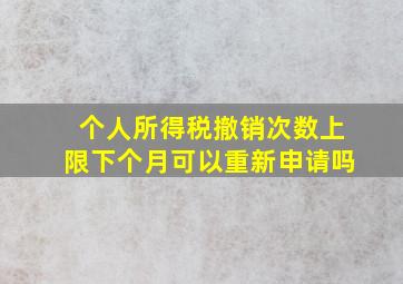 个人所得税撤销次数上限下个月可以重新申请吗