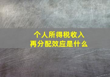 个人所得税收入再分配效应是什么