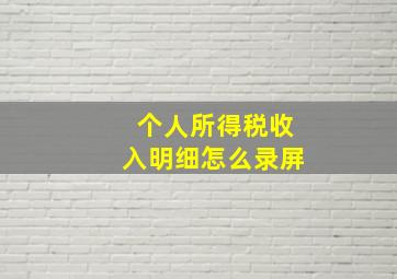 个人所得税收入明细怎么录屏