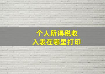 个人所得税收入表在哪里打印