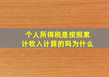 个人所得税是按照累计收入计算的吗为什么