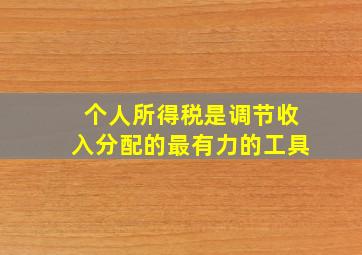 个人所得税是调节收入分配的最有力的工具