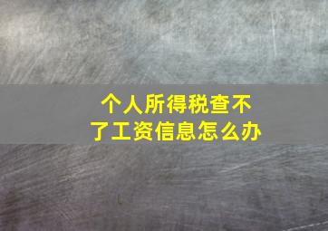 个人所得税查不了工资信息怎么办