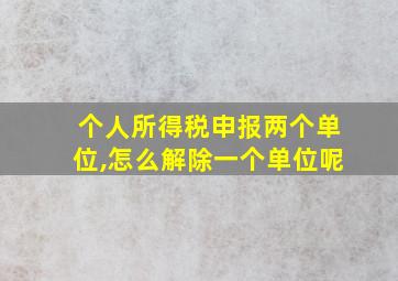 个人所得税申报两个单位,怎么解除一个单位呢