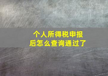 个人所得税申报后怎么查询通过了