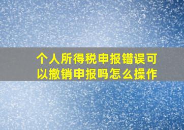 个人所得税申报错误可以撤销申报吗怎么操作