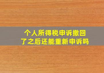 个人所得税申诉撤回了之后还能重新申诉吗